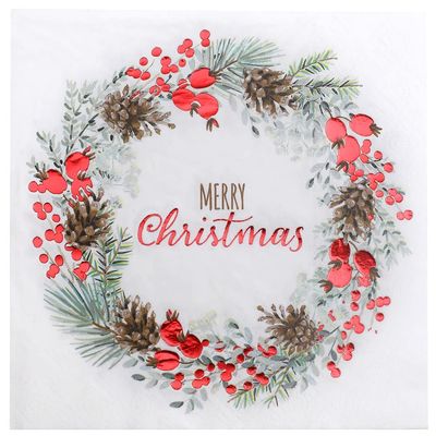 Santex 20 Paper Napkins Merry Christmas 33 cm Red