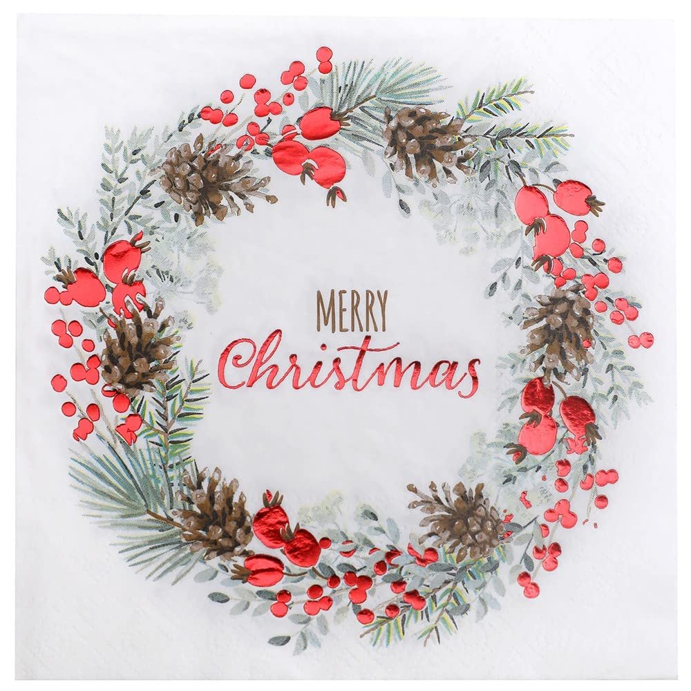 Santex 20 Paper Napkins Merry Christmas 33 cm Red