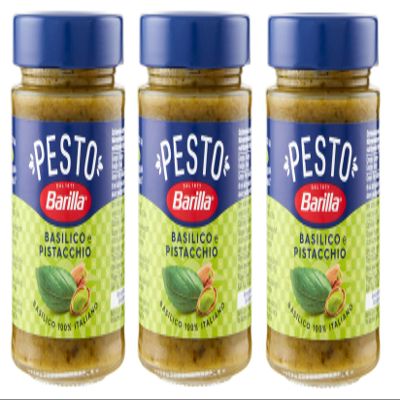 3 x Barilla Pesto Basilico e Pistacchio Pesto with Basil and Pistachios from Sustainable Agriculture 190 g Italian Sauce Gluten-Free