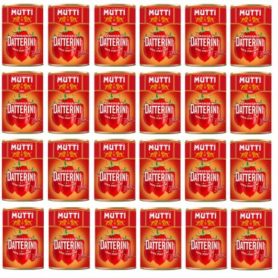 24 x Mutti Pomodorini Datterini Cherry Tomato Datterini Sweet Flavour Oblong Shape Italian Sauce Tomato 400 g Tin