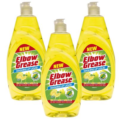 Lemon fresh Washing Up Liquid - Power Degreaser for Glasses Pans and Plates - 3 x 600ml