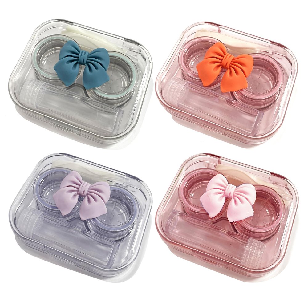 4PCS Contact Lens Case Leak Proof, Colorful Contact Lens Box Holder Container, Outdoor Mini Contact Lens Soak Storage Kit for Travel&Home