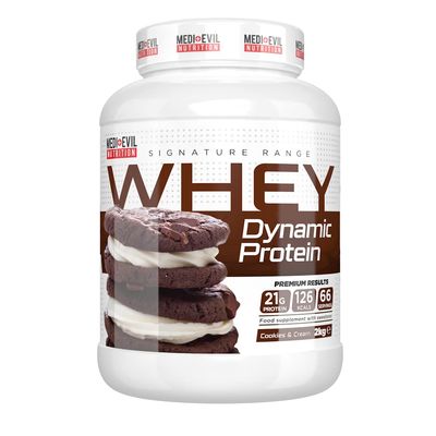 Medi-Evil Nutrition Whey Dynamic Protein, Cookies and Cream Flavour, 2kg Whey Protein Powder for Muscle Building, Vegetarian | 66 Servings