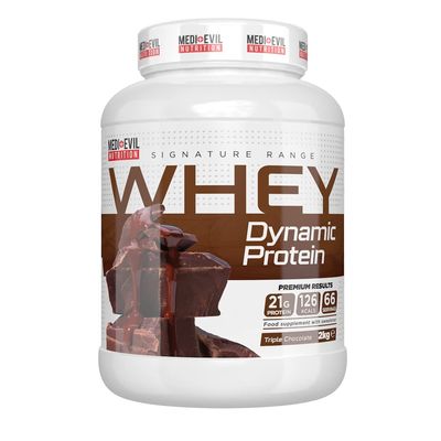Medi-Evil Nutrition Whey Dynamic Protein, Triple Chocolate Flavour, 2kg Whey Protein Powder for Muscle Growth, Vegetarian | 66 Servings