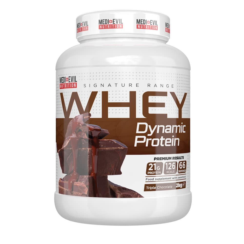 Medi-Evil Nutrition Whey Dynamic Protein, Triple Chocolate Flavour, 2kg Whey Protein Powder for Muscle Growth, Vegetarian | 66 Servings