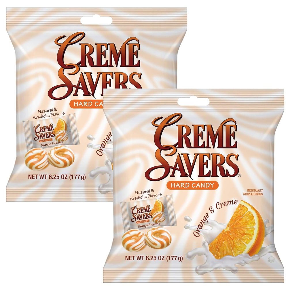 Creme Savers ORANGE and CREME Hard Candy, 6.25oz Each, 2 Pack by Bundle Bonanza