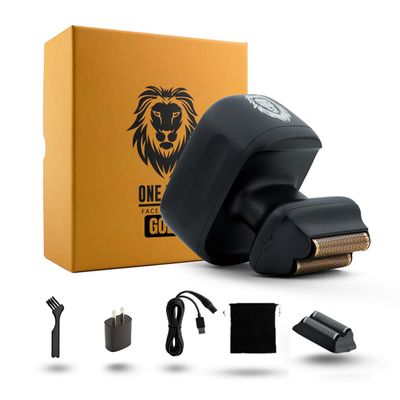 Skull Shaver One Lion Gold Pro Face Shaver for Men - Electric Shaver with Stepped Twin Foil, Gold
