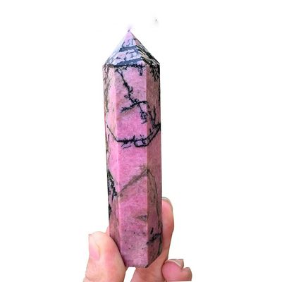 WGPHD Health & Household Large Natural Crystal Point Rhodonite Healing Obelisk Pink Stone Wand Rhodochrosite Ornament For Home Decor Energy Stone (Color : 10-12CM)