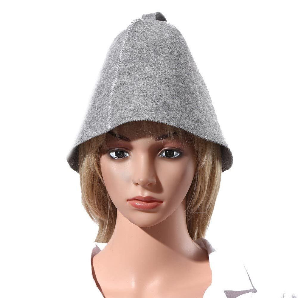 Fopytu Sauna Hat Wool Felt Russian Banya Sauna Cap with Hang Loop Supply for Hot Dry Steam Room Bath Accessories