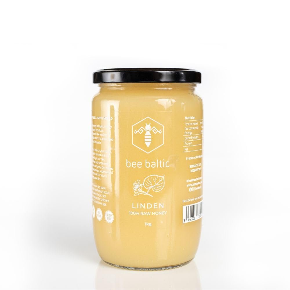 Bee Baltic Raw Linden Honey 1kg - Unpasteurised, Unprocessed, Pesticide-free & Pure Honey from Real Beekeepers