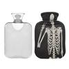 Mnsruu Human Skeleton Sugar Skull Halloween Hot Water Bottle with Velvet Cover, 1L Transparent Hot Water Bag for Hand Pain Relief Hot Cold Therapy Cramps view 3