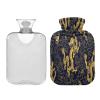 Mnsruu Chinese Dragon Peony Flower Floral Hot Water Bottle with Velvet Cover, 1L Transparent Hot Water Bag for Hand Pain Relief Hot Cold Therapy Cramps view 3