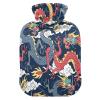 Mnsruu Japanese Blue and Red Dragon Flower Floral Hot Water Bottle with Velvet Cover, 2L Transparent Hot Water Bag for Hand Foot Warmer Pain Relief Hot Cold Therapy Cramps view 1