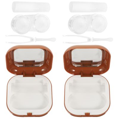 GLEAVI 2 Sets Small Cosmetic Box for Eye Contacts Portable Carrier Contact Case Organizer