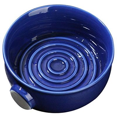 Ceramic Men's Shaving Mug Bowl Cup Thread Bottom Wide Mouth for Shave Brush and Shaving Soap Royal Blue