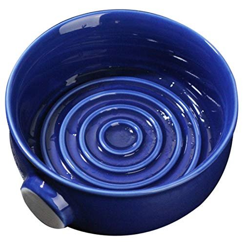 Ceramic Men's Shaving Mug Bowl Cup Thread Bottom Wide Mouth for Shave Brush and Shaving Soap Royal Blue