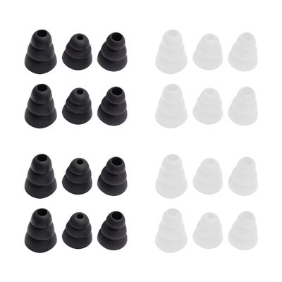 12 pairs of silicone earplugs, three layers of silicone sound insulation earplugs, noise isolation, earphone replacement plugs, suitable for most earphones (3 sizes, S/M/L)