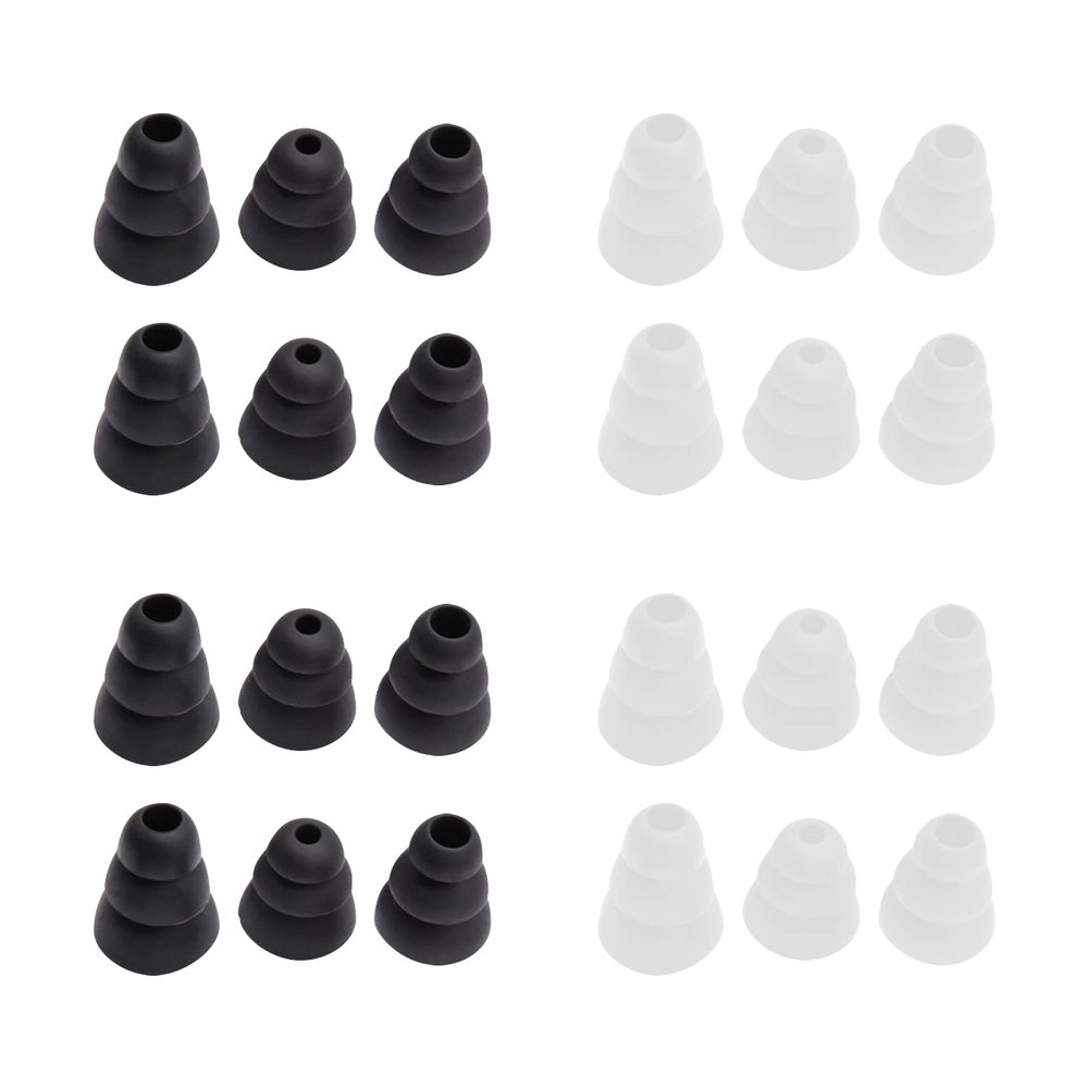 12 pairs of silicone earplugs, three layers of silicone sound insulation earplugs, noise isolation, earphone replacement plugs, suitable for most earphones (3 sizes, S/M/L)