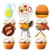 BBQ Dessert Cupcake Topper Cooking Outdoor Kebabs Theme Decor Supplies Baby Shower Boy Girl Happy Birthday Summer Party Decorations 18pcs Gold Glitter view 1