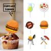 BBQ Dessert Cupcake Topper Cooking Outdoor Kebabs Theme Decor Supplies Baby Shower Boy Girl Happy Birthday Summer Party Decorations 18pcs Gold Glitter view 2