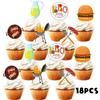 BBQ Dessert Cupcake Topper Cooking Outdoor Kebabs Theme Decor Supplies Baby Shower Boy Girl Happy Birthday Summer Party Decorations 18pcs Gold Glitter view 3
