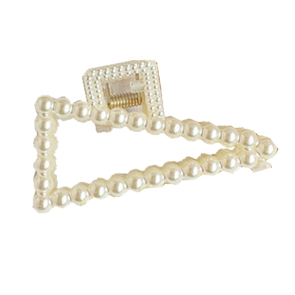 1pc geometric pearl bath grab clip for female going out horsetail clip for hair clip (D)
