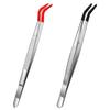 2 Pieces Tweezers Curved Curved Rubber Tip Tweezers Stainless Steel Tweezers for Laboratory Jewellery Making view 1