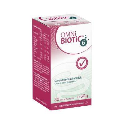 OMNi BiOTiC 6 | Glass Bottle | 30 Doses (60g) | 6 Bacterial Strains | 4 Billion Bacteria Per Daily Dose | Powder | with Inulin | Vegan | Gluten Free | Lactose Free | for Daily Use
