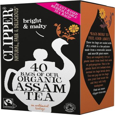 Clipper Tea Fairtrade Organic Assam 40 Tea Bags (Set of 6, Total 240 Teabags) | Unbleached, Plastic Free, Plant Based & Biodegradable Tea Bags