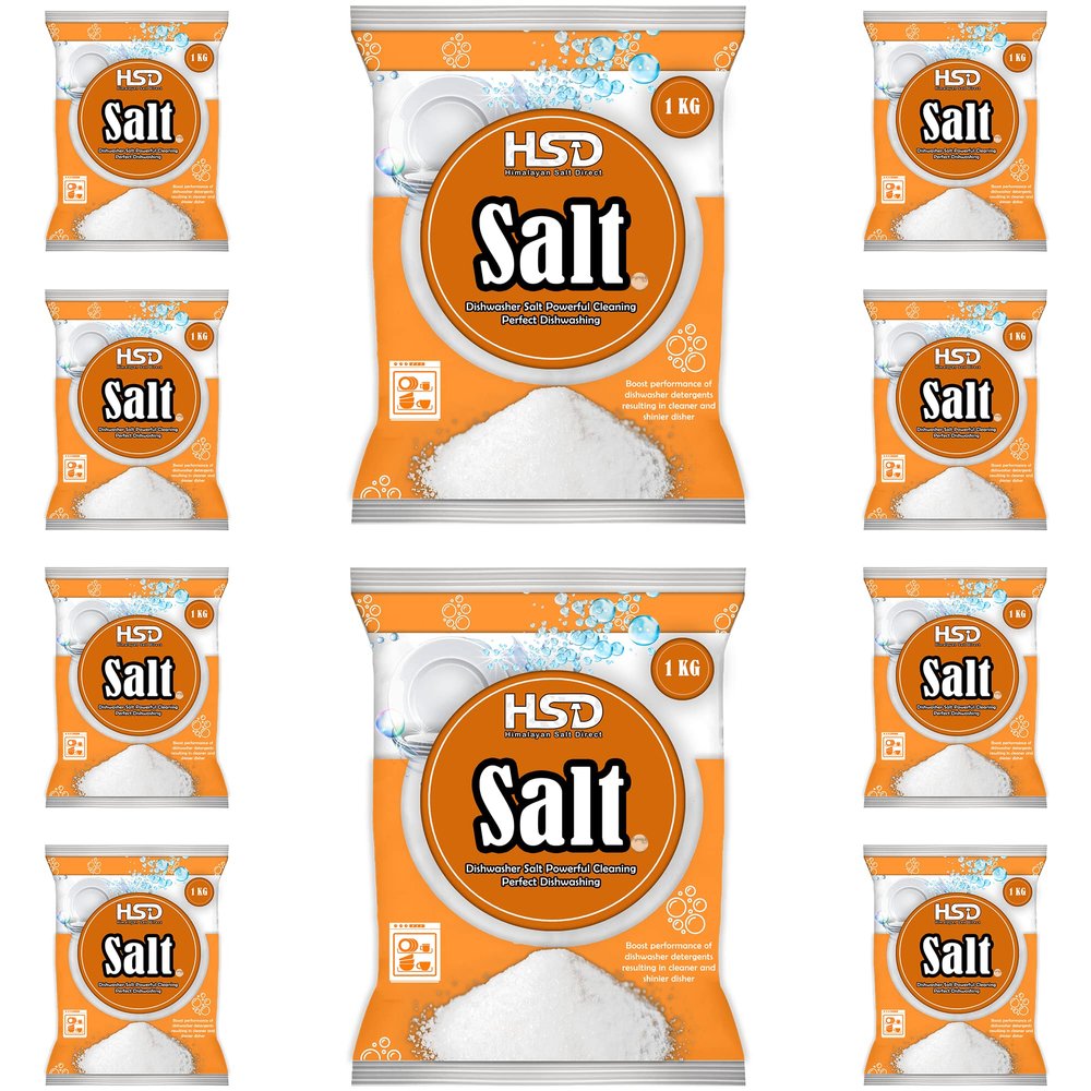 1kg Dishwasher Salt, Powerful Cleaning Dishwasher Salt, softener salt, Best For Laundry Kitchen Dish Washing, Compatible to All Water Softner Machine, Premium Food Grade 100% Genuine British Salt (10)