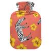 YOUJUNER Hot Water Bottle with Zebra Print Flower Cover 1 Litre Large Hot Water Bag Warm Comfort Hand Feet Warmer view 1