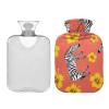YOUJUNER Hot Water Bottle with Zebra Print Flower Cover 1 Litre Large Hot Water Bag Warm Comfort Hand Feet Warmer view 2