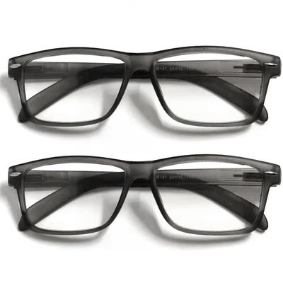 TWINKLE TWINKLE Reading Glasses Men Women Readers Glasses Comfort Spring Hinge Lightweight Eyeglasses for Reading R141 (2 Pairs Matte Grey, +1.00 Magnification)