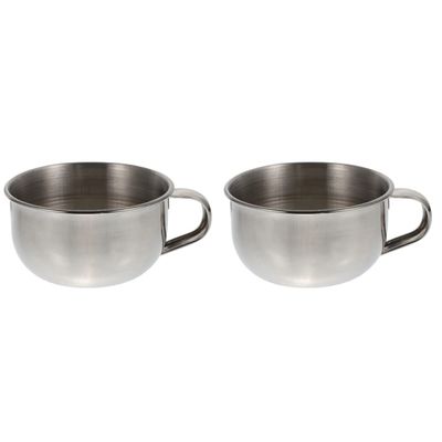 Beaupretty 2pcs Stainless Steel Men's Shaving Bowl Soap Bubble Bowl Handle for Shaving Lather in Bathroom