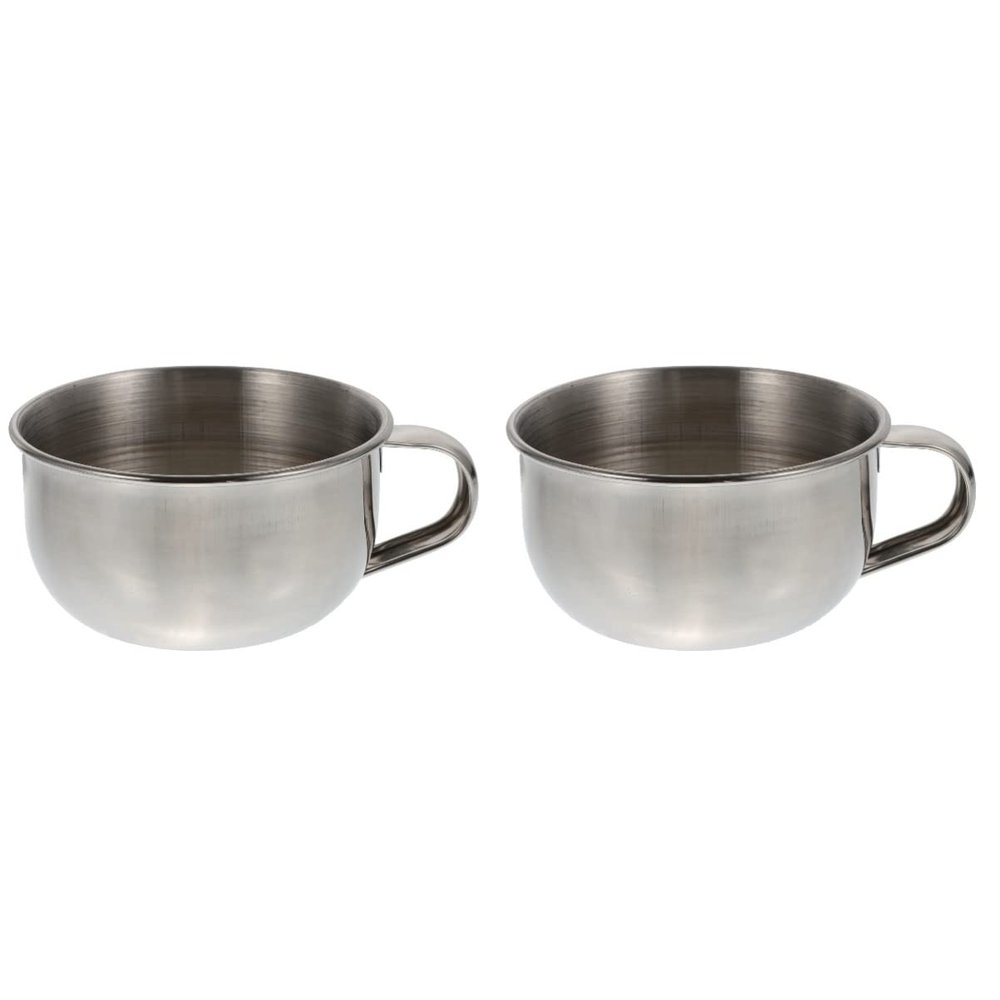 Beaupretty 2pcs Stainless Steel Men's Shaving Bowl Soap Bubble Bowl Handle for Shaving Lather in Bathroom