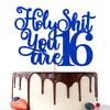 Happy 16th Birthday Cake Topper, Level 16, Sweet 16 Cake Topper, Funny 16th Birthday Decorations for Teens Blue Glitter view 1