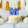 Happy 16th Birthday Cake Topper, Level 16, Sweet 16 Cake Topper, Funny 16th Birthday Decorations for Teens Blue Glitter view 4