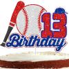 13 Baseball Cake Topper for Boys Girls Red Baseball Birthday Party Decorations Ball Sports Cake Toppers 13th Happy Birthday Baseball Cake Decorations view 1