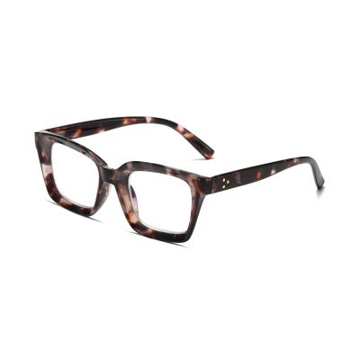 Hubeye Retro Oversized Large Frame Reading Glasses for Women Men Black Square Fashion Oprah Style Blue Light Blocking Computer Reader (Dark Grey Leopard, 2.00)
