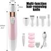 5-in-1 Women's Electric Hair Remover, Razor Eyebrow Shaver, Nose Hair Trimmer, Public Bikini Trimmer, Facial Body Leg Hair Removal, Wet and Dry use Women's Shaver with USB Charging view 2