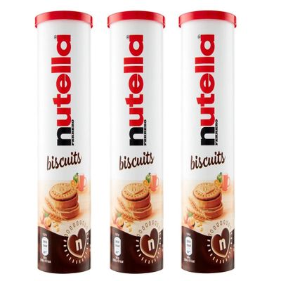 3 x Ferrero Nutella Biscuits Biscuits with Cremoso Cuore di Nutella Biscuits with Creamy Nutella Heart Biscuits 166 g Tube