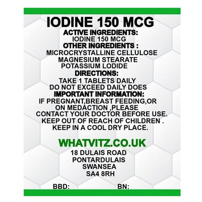 Iodine 150mcg 365 Tablets,Easy to Swallow,Letter Box Friendly Year Supply