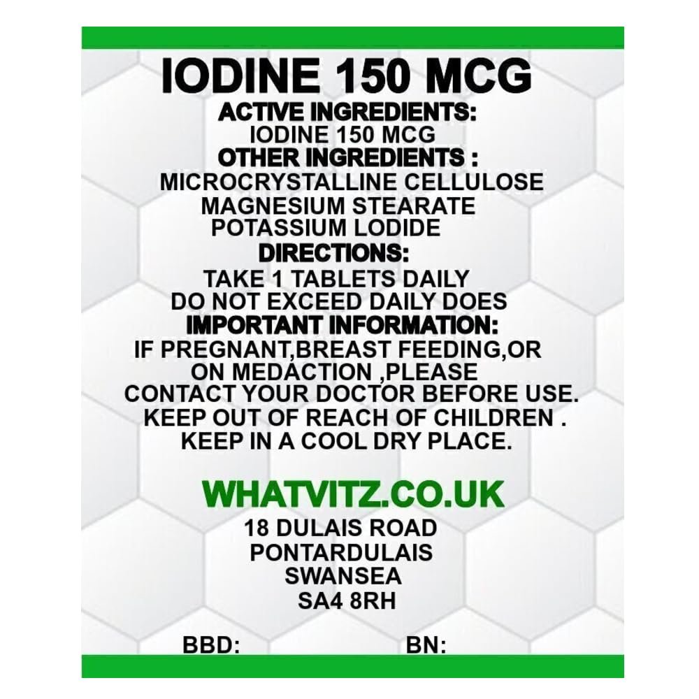 Iodine 150mcg 365 Tablets,Easy to Swallow,Letter Box Friendly Year Supply