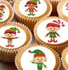 24 edible PRE CUT Christmas elf unframed kids childrens party decoration cupcake toppers on wafer rice paper view 1