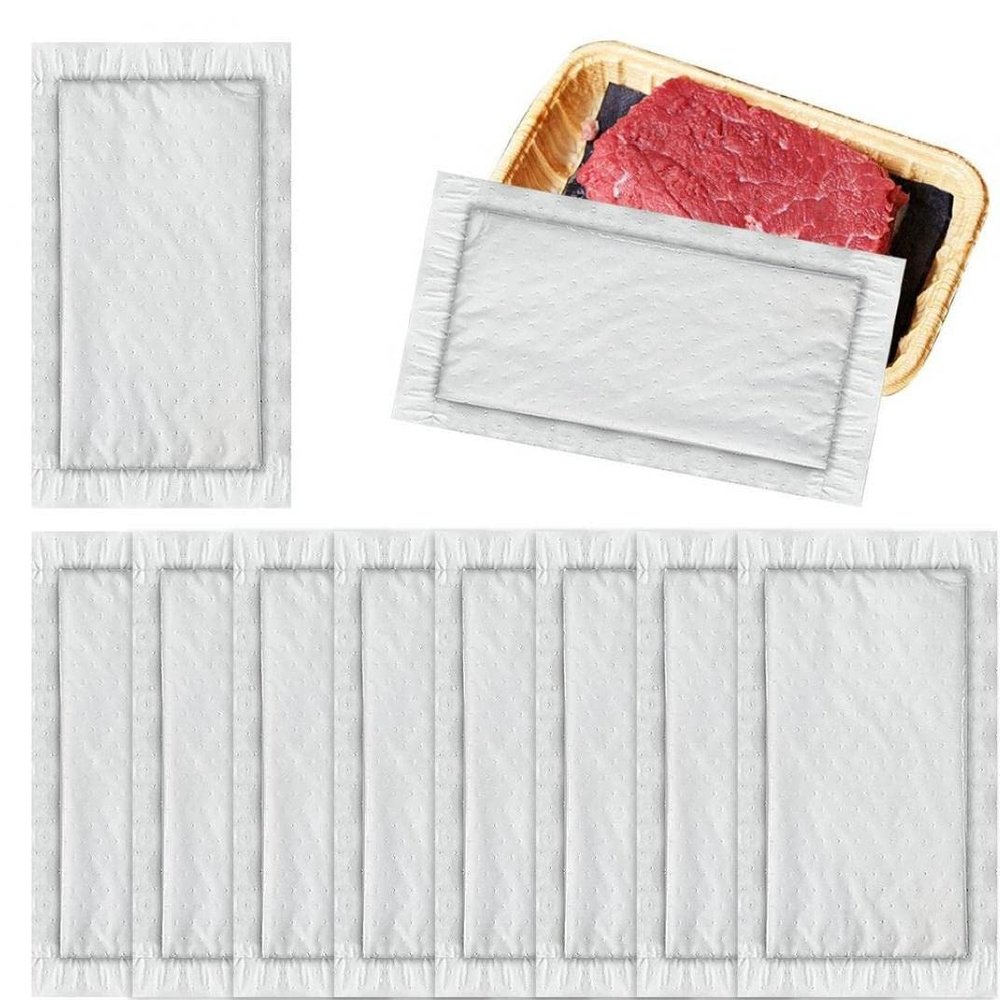 Meat Absorbent Pads, 100 Pcs White Meat Fish and Poultry Produce Tray Absorbent Pads for Kitchen and Shop