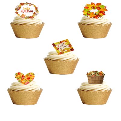 27 Stand Up AUTUMN Seasonal Pumpkin Themed Edible Wafer Paper Cake Toppers Decorations