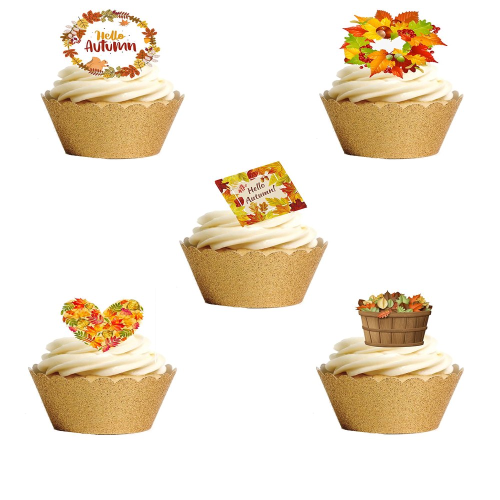 27 Stand Up AUTUMN Seasonal Pumpkin Themed Edible Wafer Paper Cake Toppers Decorations