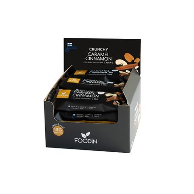 Foodin Cinnamon Caramel Collagen Bar 50g x 12 - High Protein, Collagen-Infused, Gluten-Free, Paleo-Friendly Snack Bar