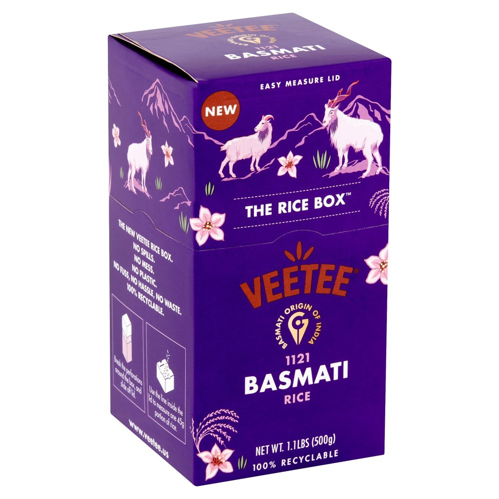 Veetee Rice Box - Basmati 1121 - Premium Authentic Rice - 1.1lb, Pack Of 6