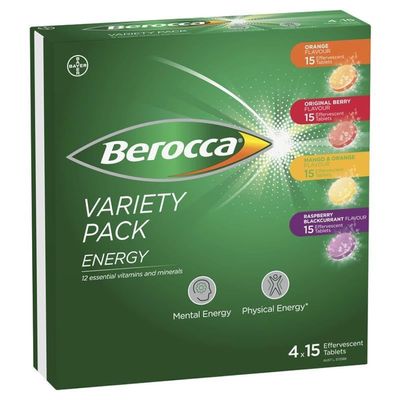 Berocca Energy Variety Pack Effervescent Tablets 60 Count